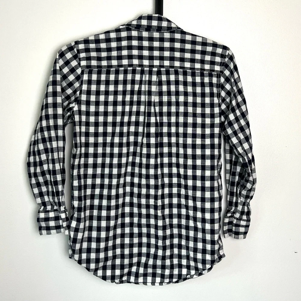 GAP‎ Kids Navy and White Cotton Plaid Button Down Shirt Boys 8 M